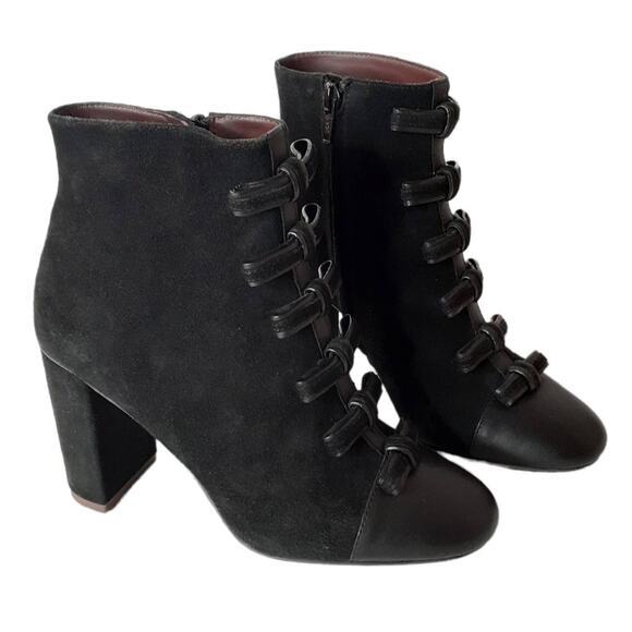 NEW SEE BY CHLOE Boot Size 6.5 Victorian Style Side Zip Block Heel Black Leather - Picture 14 of 14